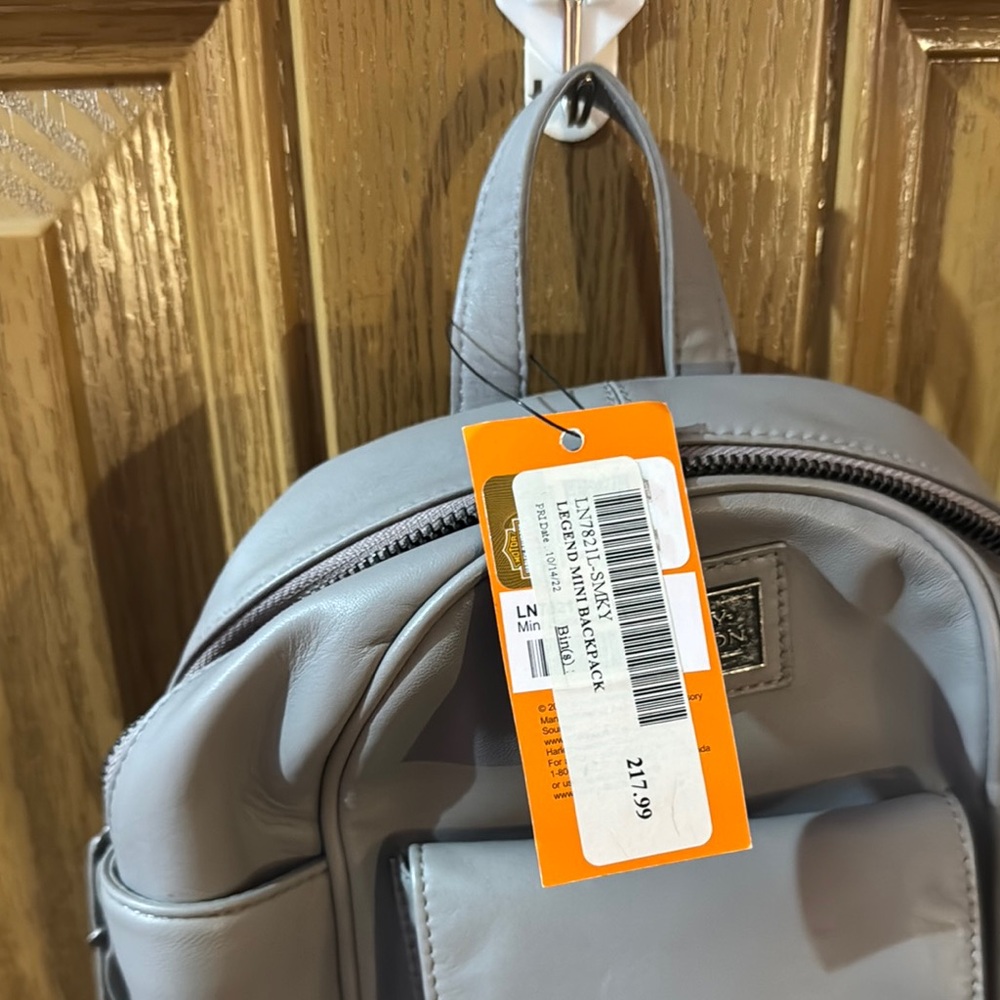 Harley-Davidson Leather Gray Mini Backpack Half T… - image 2